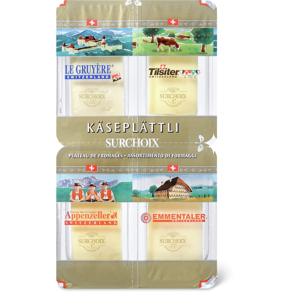 Käseplättli Surchoix Le Gruyère, Tilsiter, Appenzeller, Emmentaler