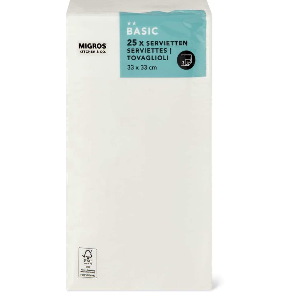Migros Kitchen & Co. Papierservietten Weiss