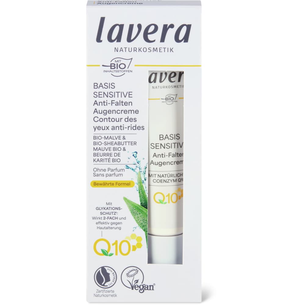 Lavera Basis Sensitiv Anti-Falten Augencreme Q10, vegan