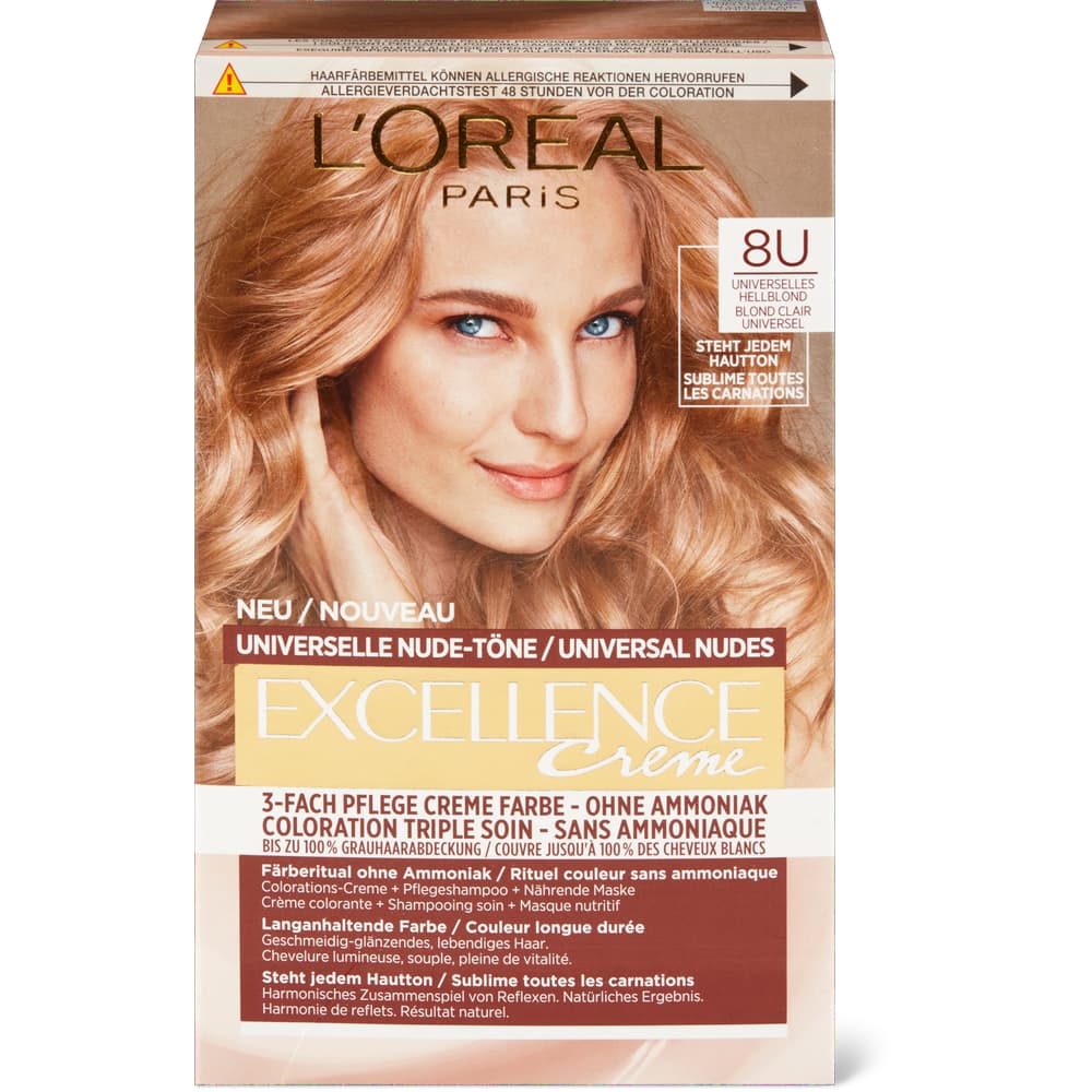 L'Oréal Paris Coloration Nude 8U Hellblond, permanent, ohne Ammoniak