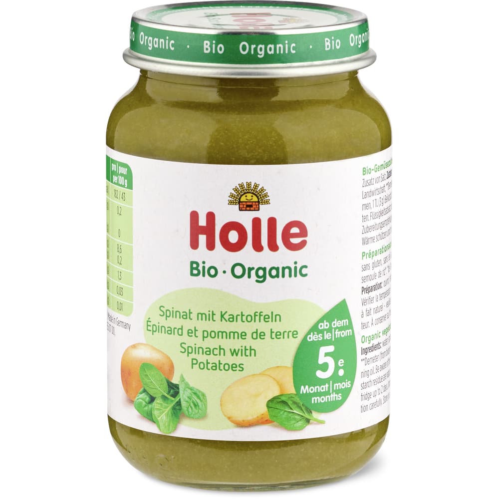 Holle Bio Babygläschen mit Spinat und Kartoffeln Ab 4 Monaten