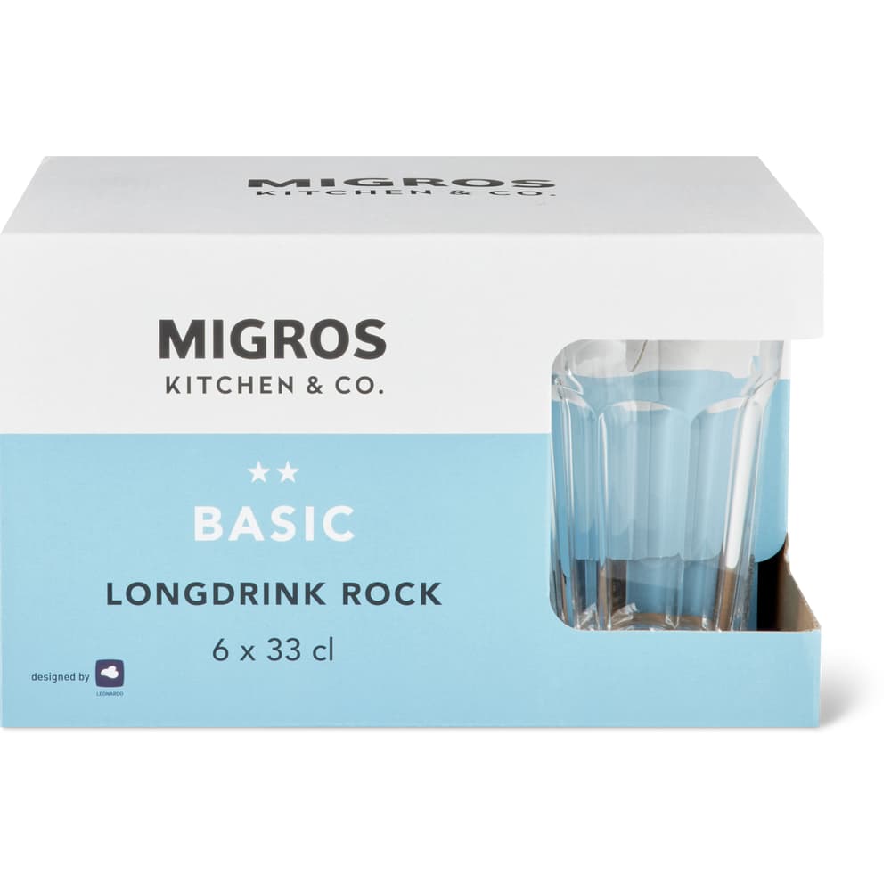 Migros Kitchen & Co. Basic Trinkgläser 6 x 33cl, Longdrink Rock