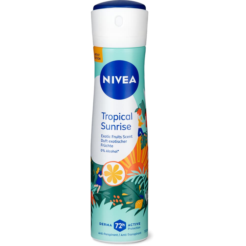 Nivea Deo Spray Tropical Sunrise 72h, 0% Alkohol, Anti-Transpirant