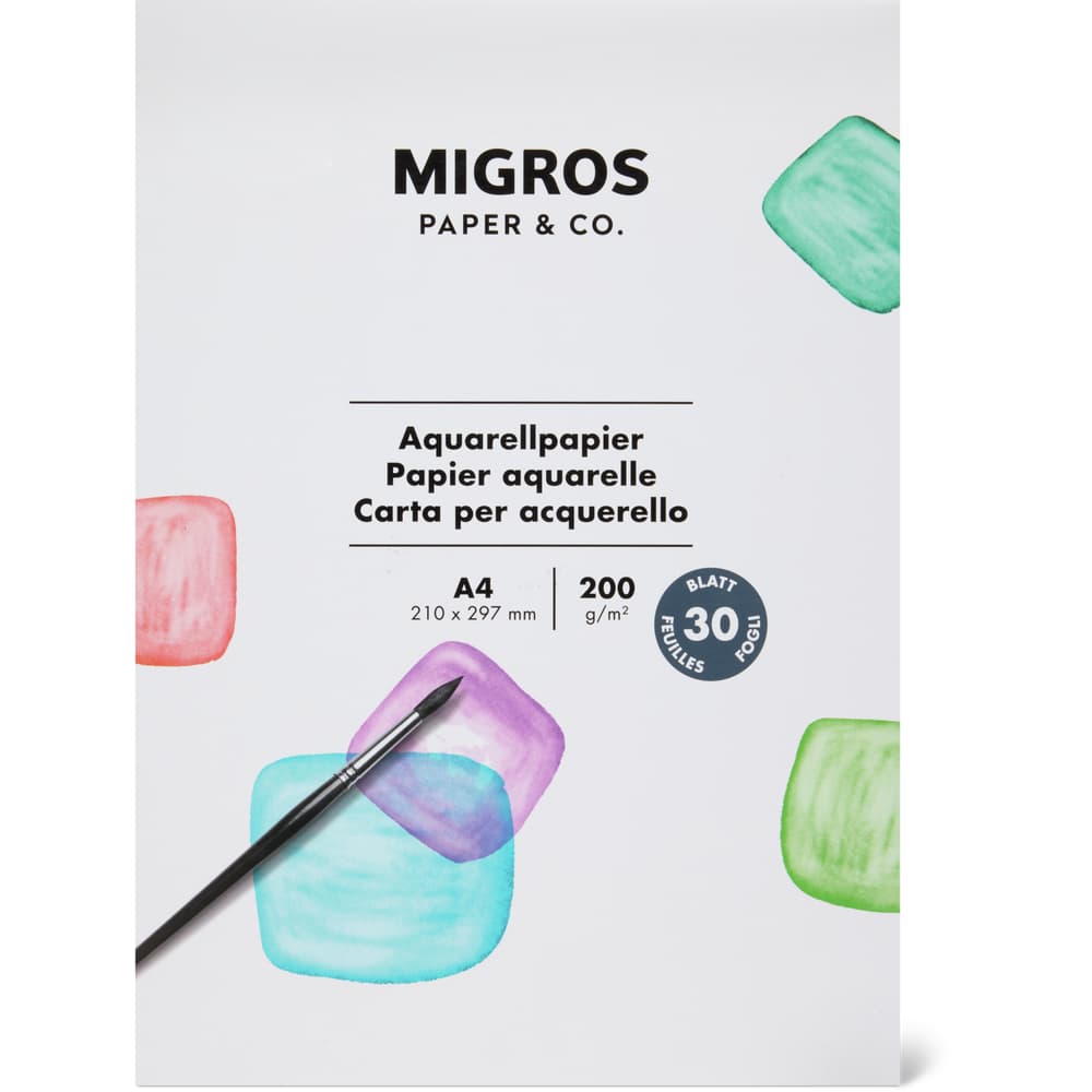 Migros Paper & Co. Aquarellpapier A4 30 Blatt, 200g