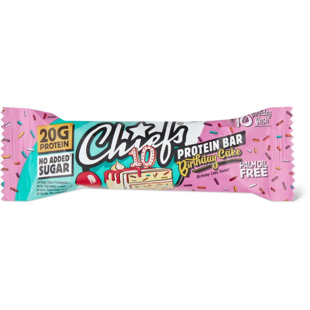 Chiefs Proteinriegel Birthday Cake