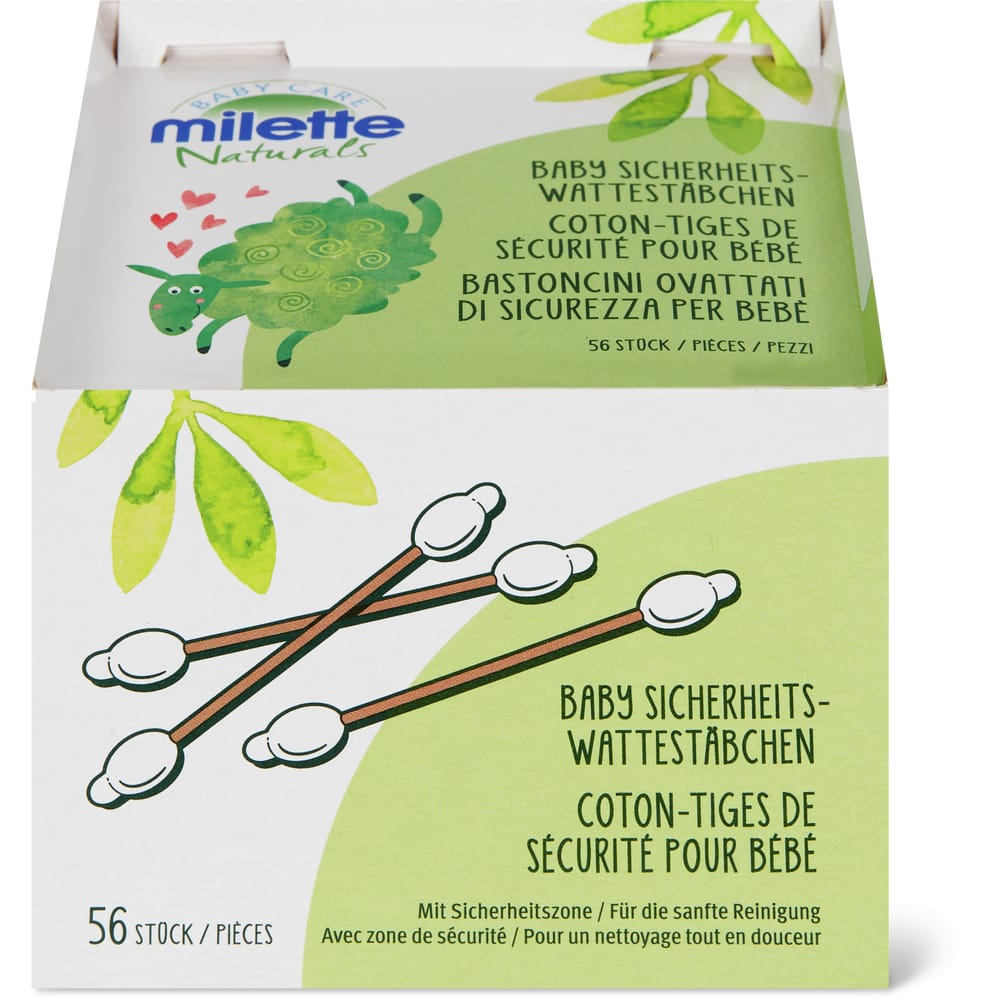 Milette Baby Care Naturals Baby Wattestäbchen mit Sicherheitszone
