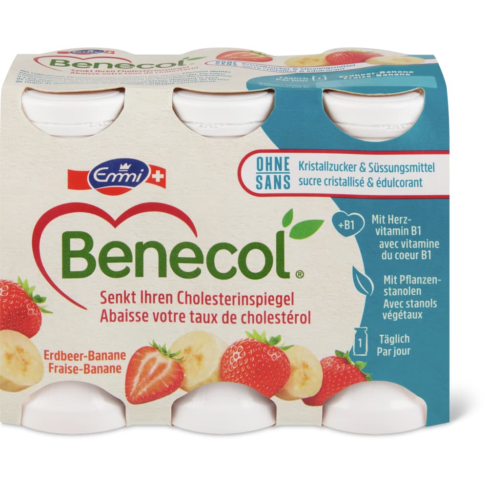 Emmi Benecol Joghurt Drink Double Zero Banane, Erdbeere