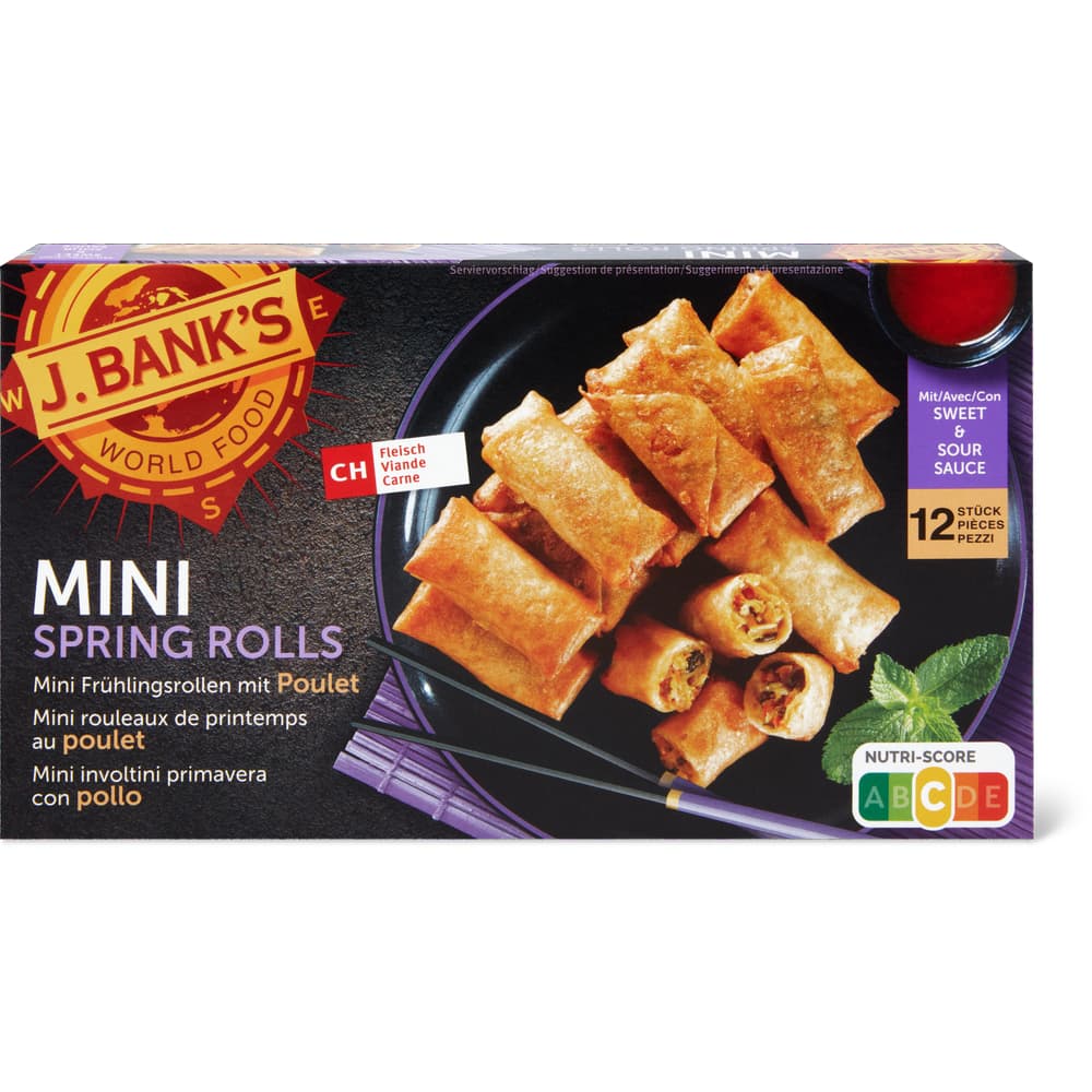 J.Bank's Mini Mini Frühlingsrollen mit Poulet und Gemüse mit Sweet & Sour Sauce - 12 Stück