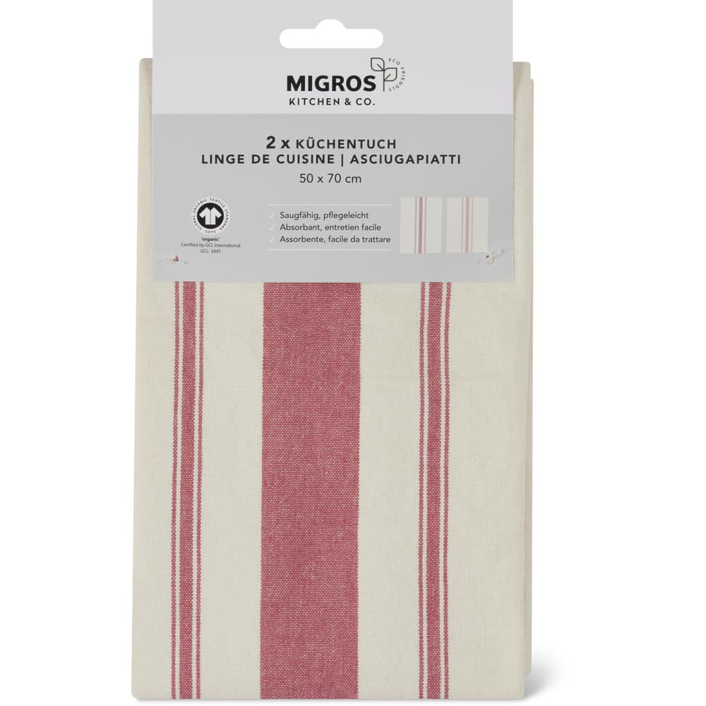Migros Kitchen & Co. Küchentuch Strreifen rot