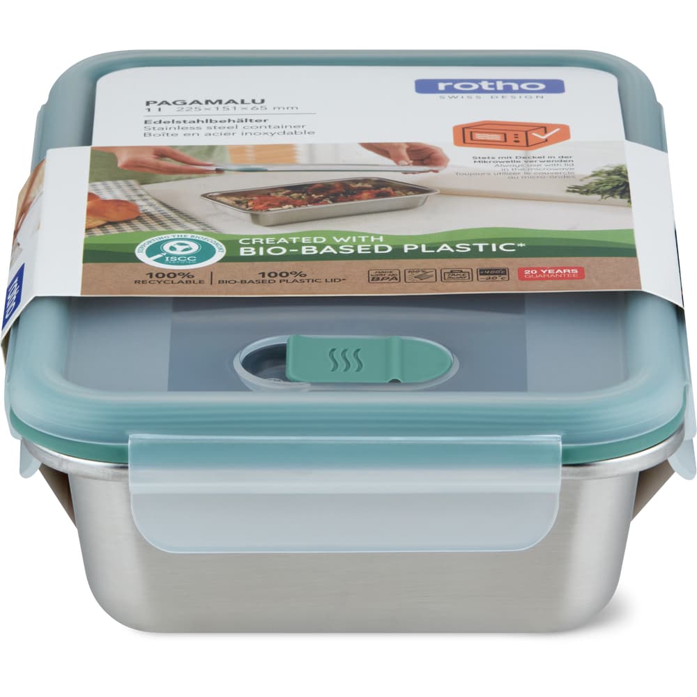 Rotho · Aufbewahrungsbox Edelstahl · 1.0l, Edelstahl, Silikon