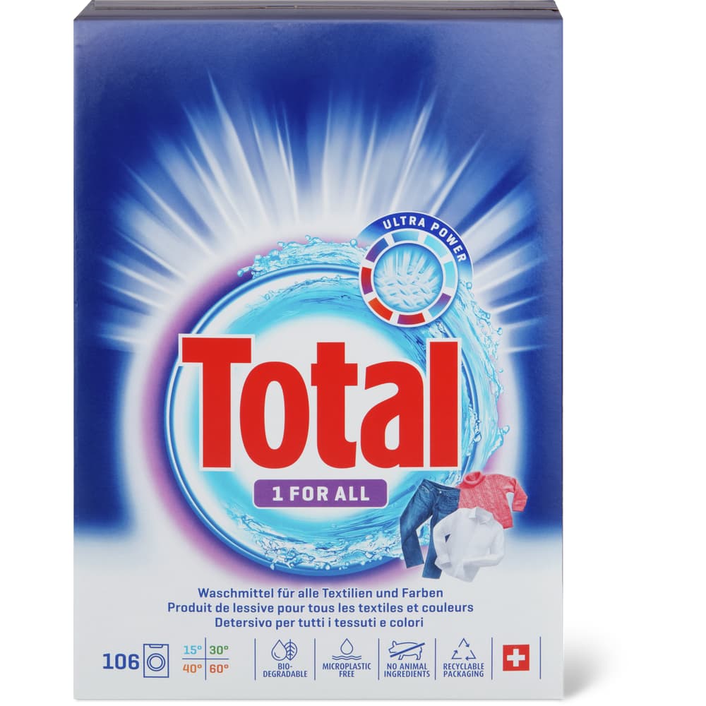 Total Waschpulver 1 For all, 106 Waschgänge