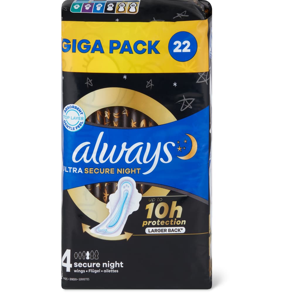 Always Binde ltra Secure Night mit Flügel, Gigapack