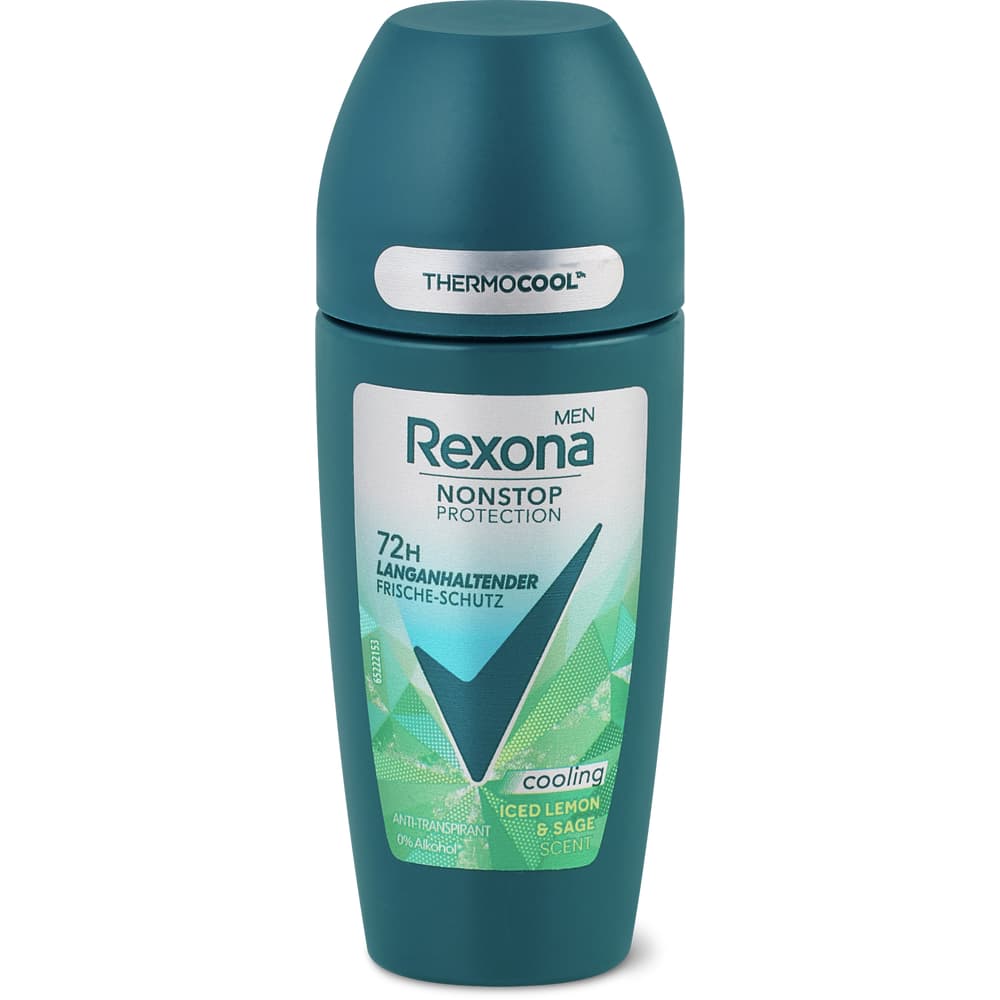 Rexona Men Deo Roll-on Iced Lemon & Sage 72h, 0% Alkohol, Anti-Transpirant