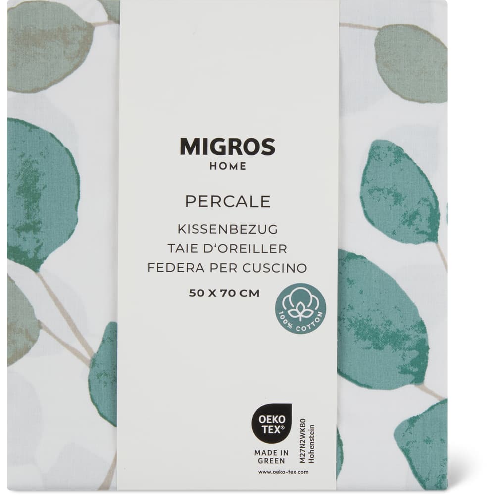 Migros Home Kissenbezug Percale 50x70cm, Eucalyptus