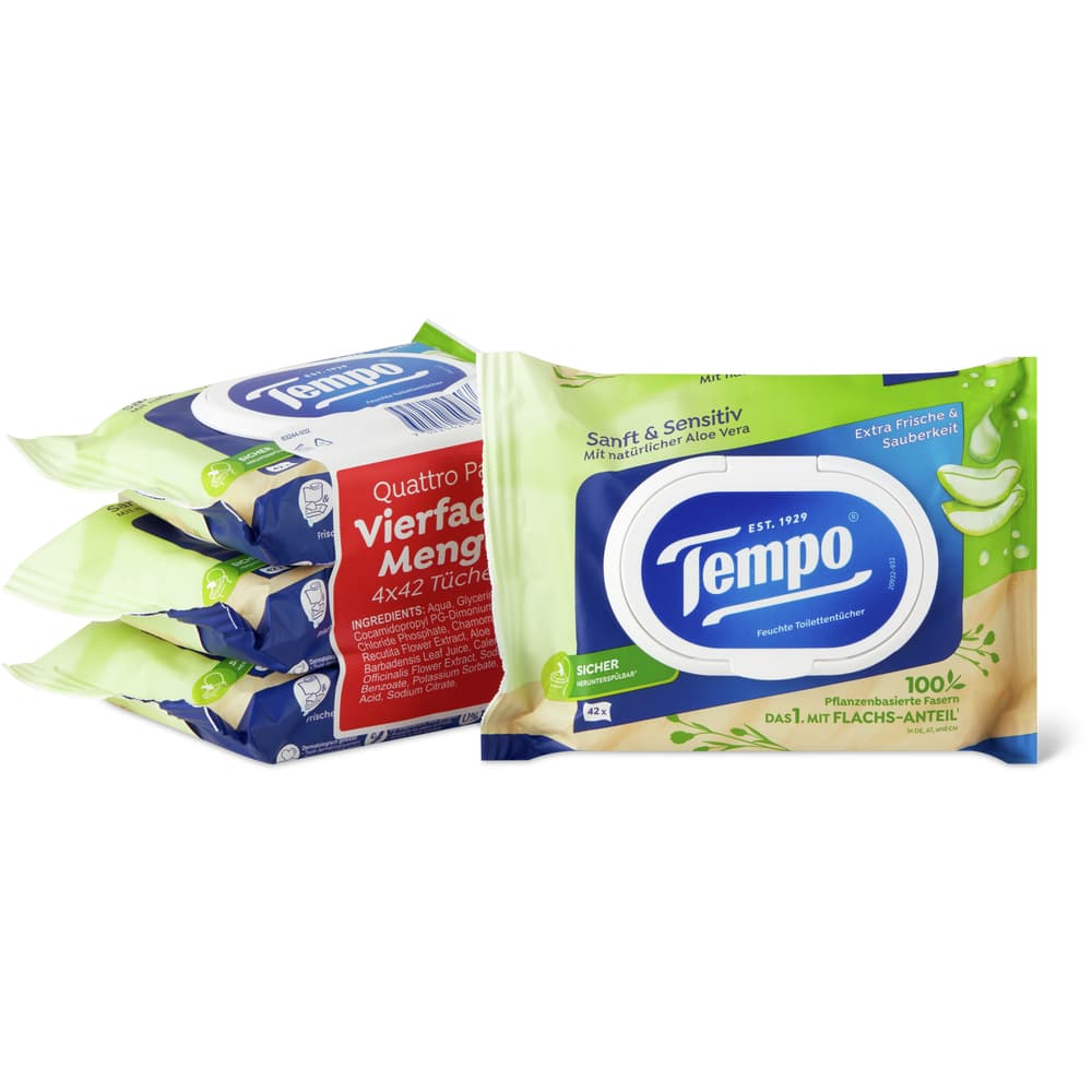 Tempo Feuchttücher Sanf & Sensitive Aloe Vera