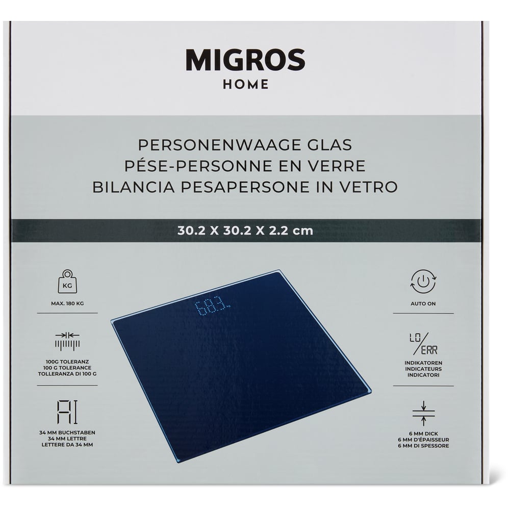 Migros Home Personenwaage aus Glas 30.2 x 30.2 x 2.2cm