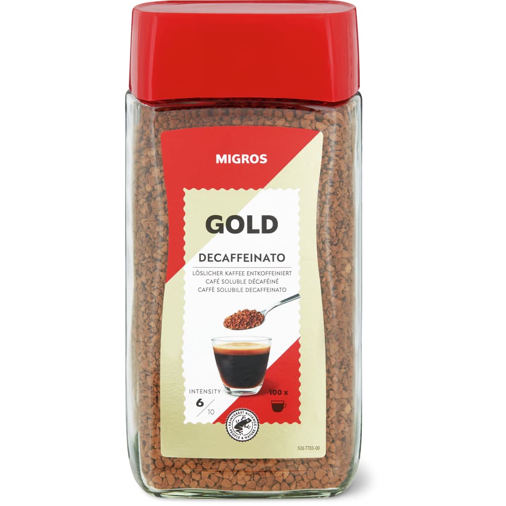 Migros Gold Löslicher Kaffee Entkoffeiniert Intensität 6/10