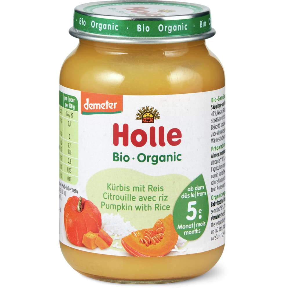 Holle Bio Demeter · Petit pot citrouille avec riz · Dès 5 mois • Migros