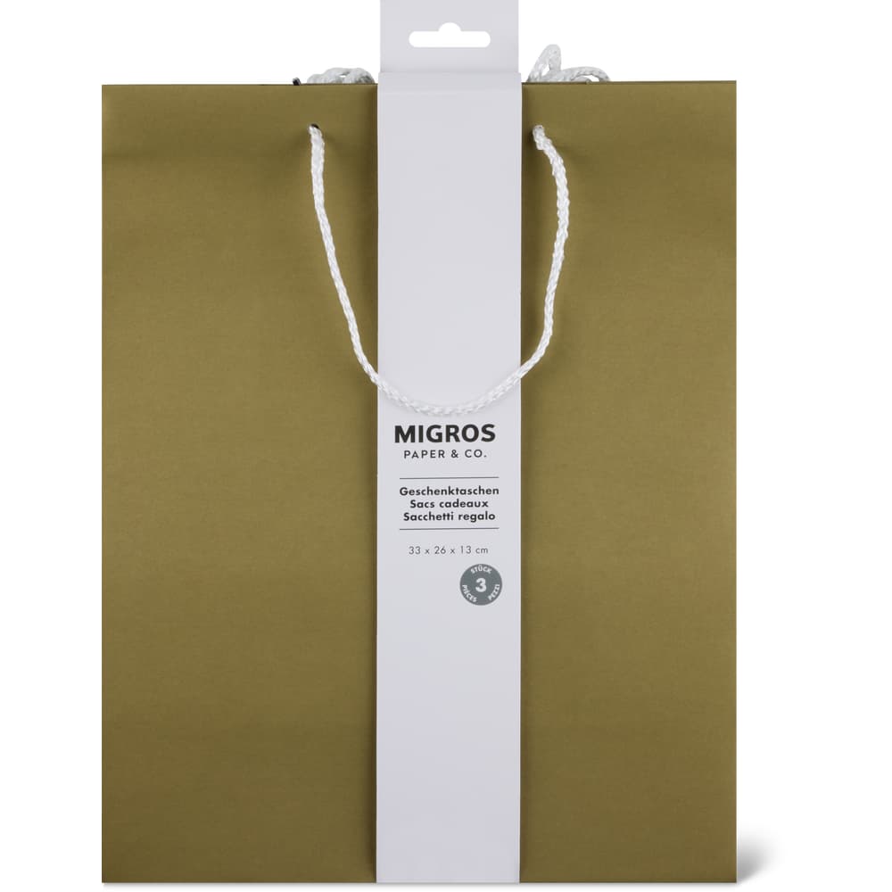 Migros Paper & Co. Geschenktaschen L Gold, 26 x 33 x 13 cm