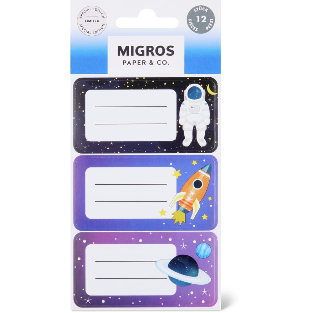 Migros Paper & Co. Schuletiketten Sujets, 4 x 3 Stück