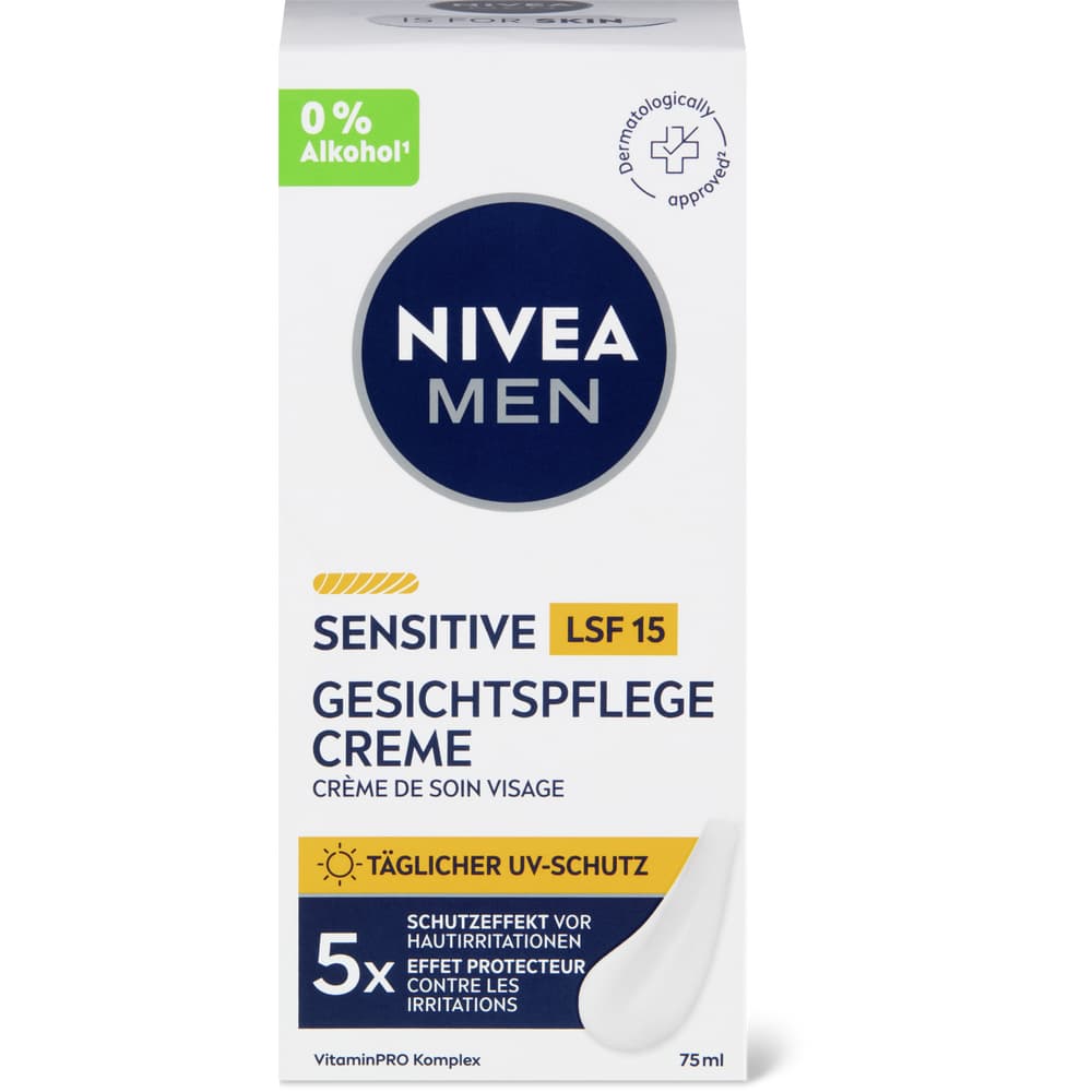 Nivea Men Sensitive Gesichtspflege Creme LSF 15, 5xSchutzeffekt