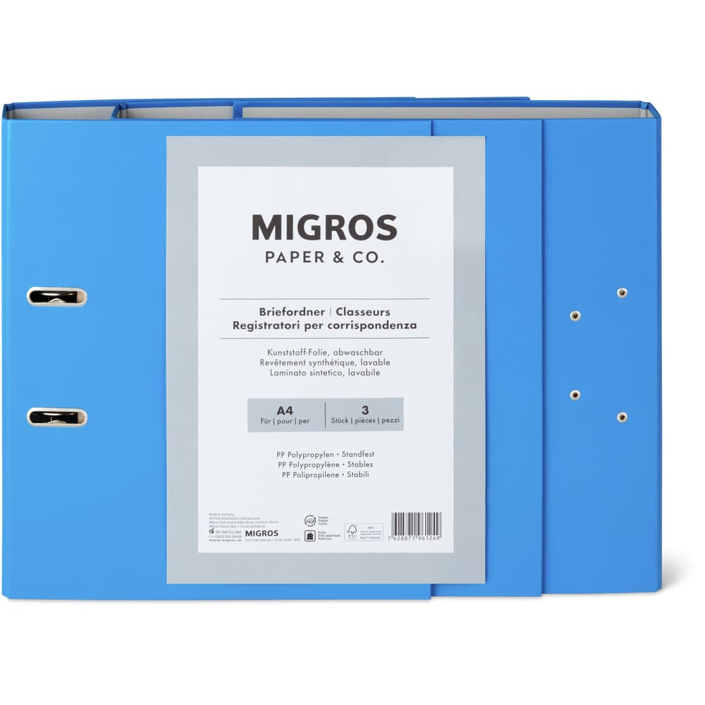 Migros Paper & Co. Briefordner 4 cm, blau