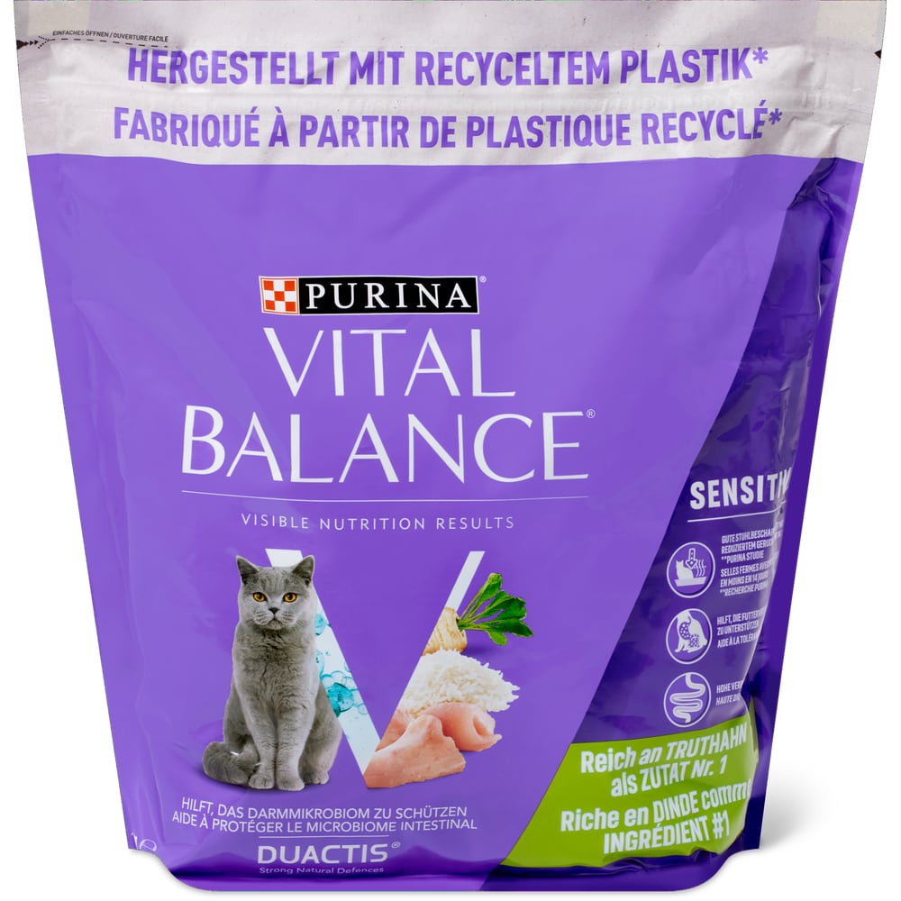 Vital Balance Sensitive Trockenfutter für Katzen Truthahn und Reis