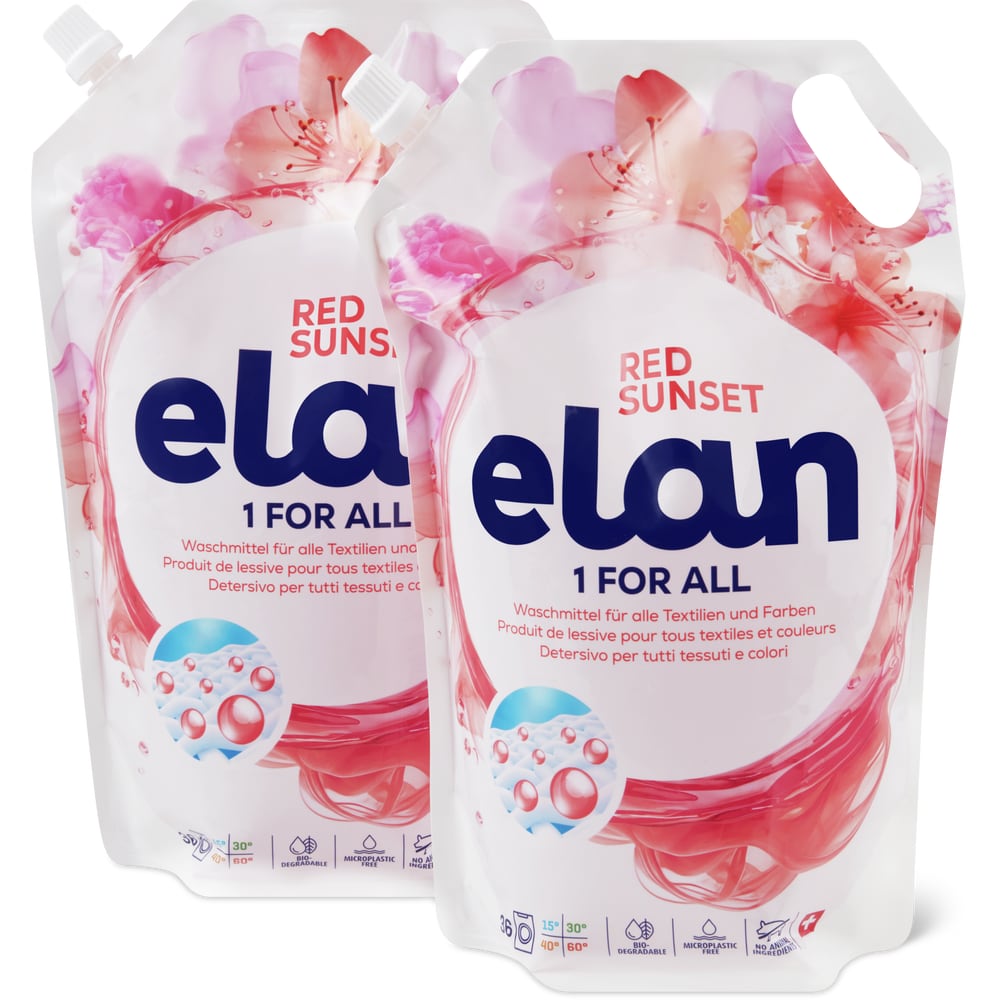 Elan Flüssigwaschmittel Red Sunset, 2x36 Waschgänge, vegan