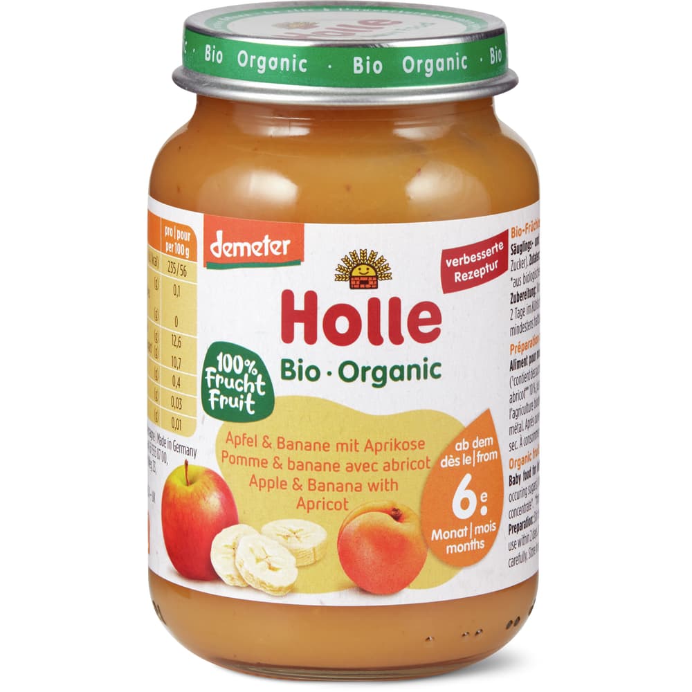 Holle Bio Demeter Babygläschen Apfel, Banane und Dinkel Ab 6 Monaten