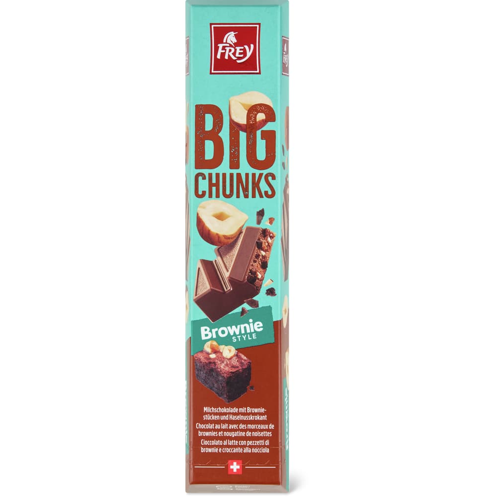 Frey Big Chunks Milchschokolade Brownies und Haselnusskrokant