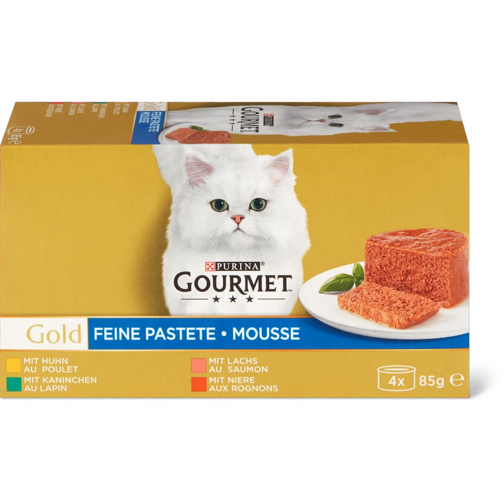 Gourmet Gold Feine Pastete Huhn, Lachs, Niere, Kaninchen