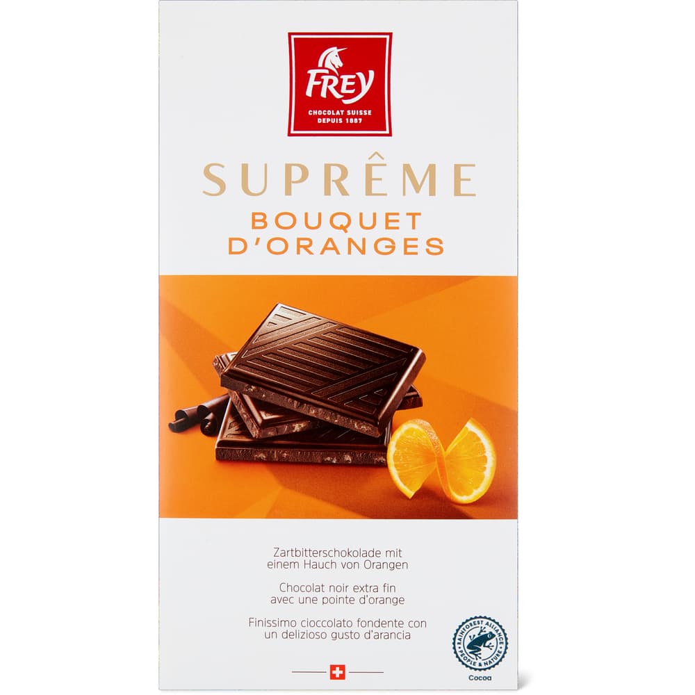 Frey Suprême Tafelschokolade Dunkel, mit einem Hauch fruchtiger Orangen