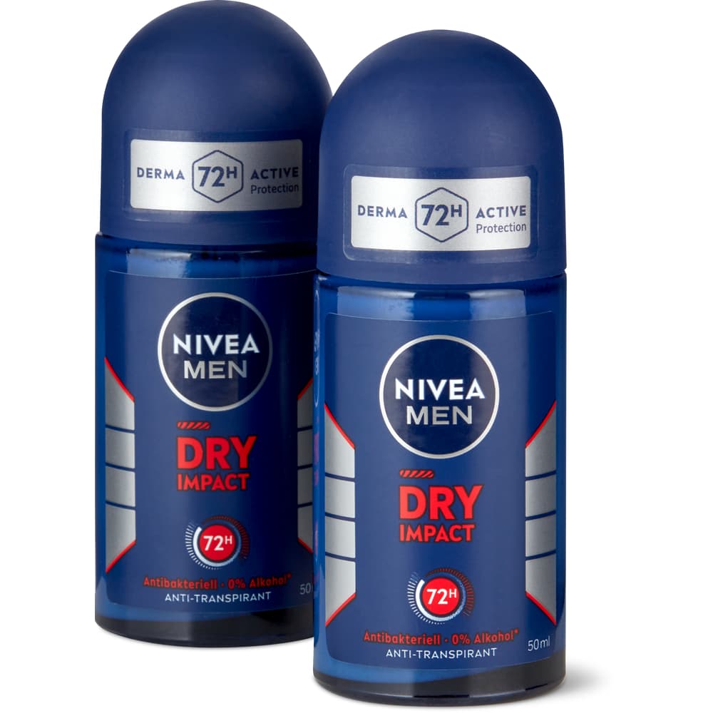 Nivea Men Deo Roll-on Dry Impact 72h, 0% Alkohol, Anti-Transpirant