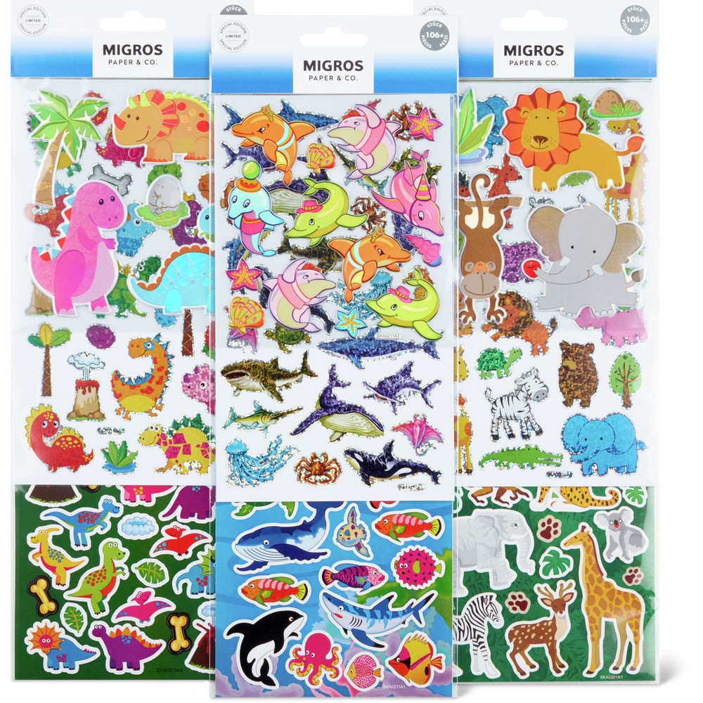 Migros Paper & Co. Sticker 3 Blatt, Assortiert