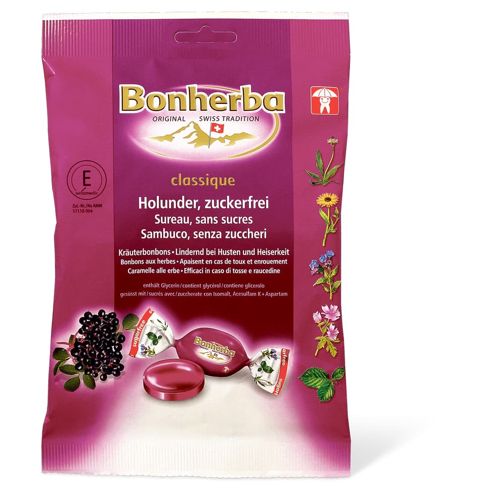 Bonherba Kräuterbonbons Holunder, zuckerfrei