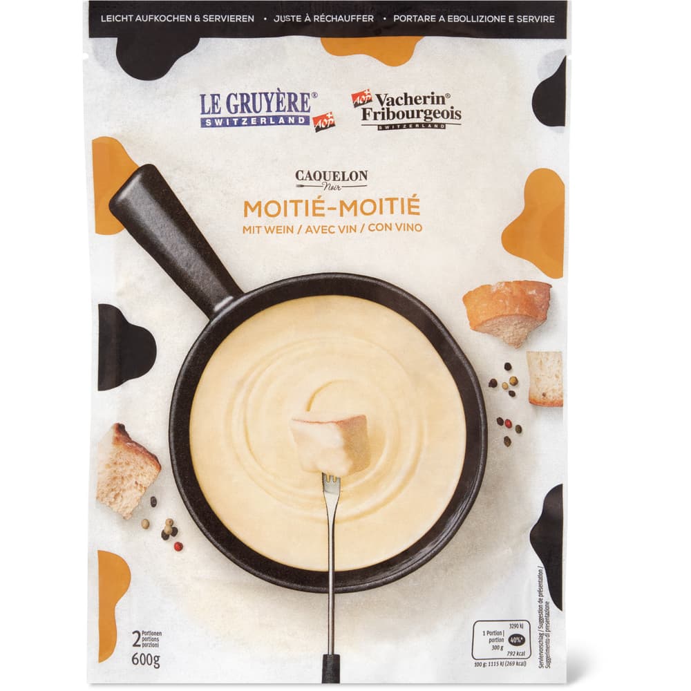 Caquelon noir Fondue Moitié-Moitié mit Wein