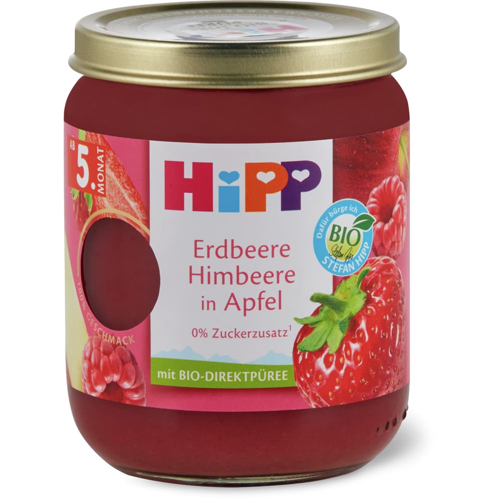 Hipp Erdbeere & Himbeere in Apfel Brei Bio, ab 5. Monat
