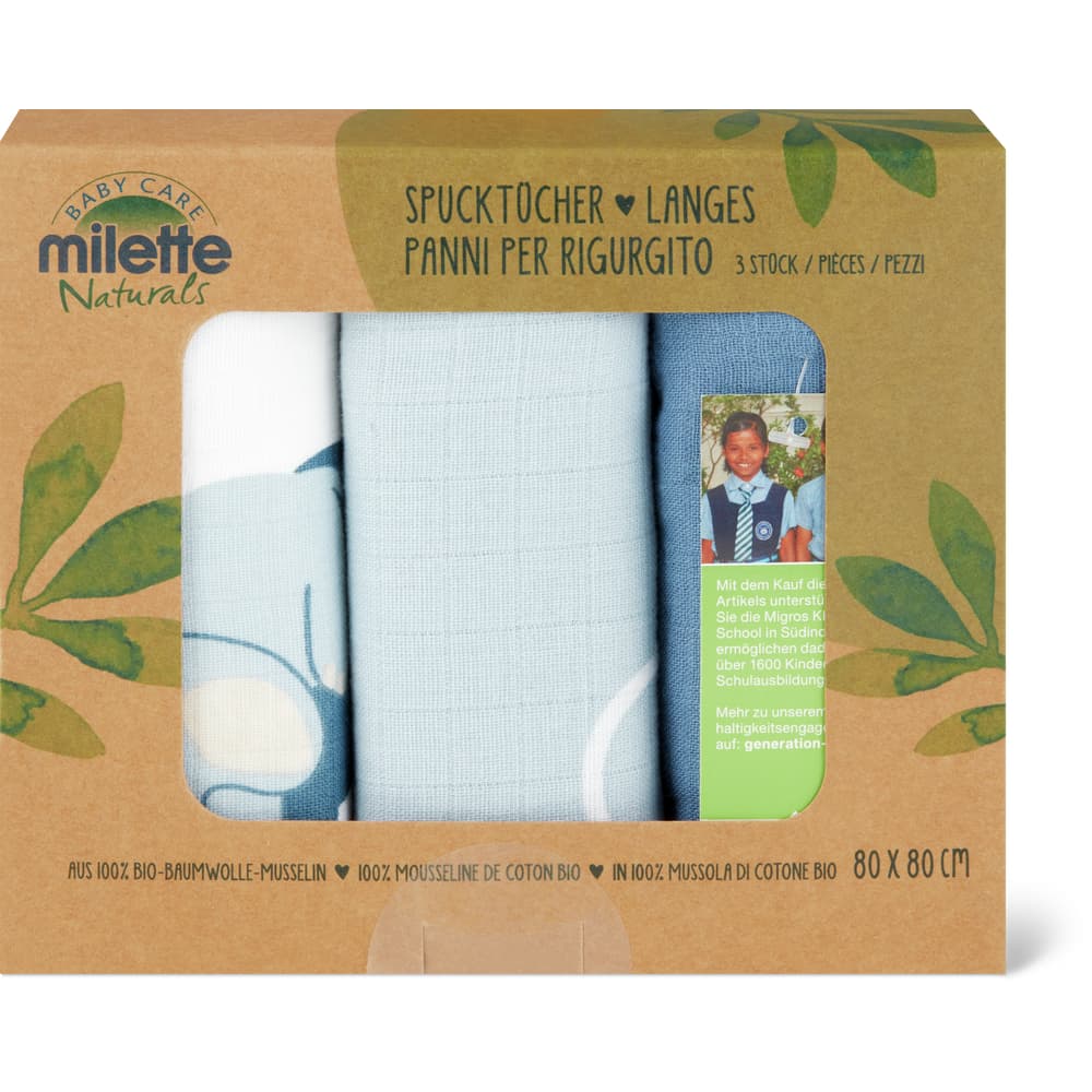 Milette Baby Care Naturals Spucktücher 80 x 80 cm