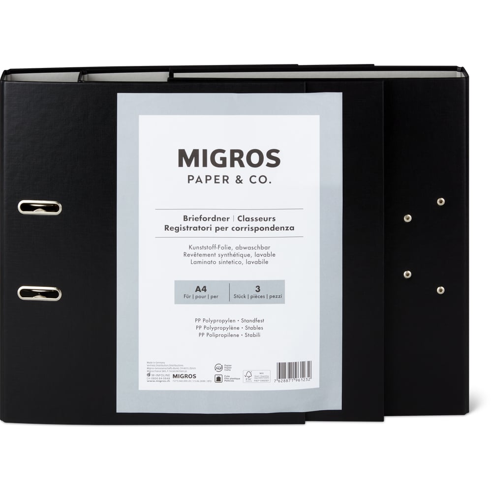 Migros Paper & Co. Briefordner 4 cm, schwarz