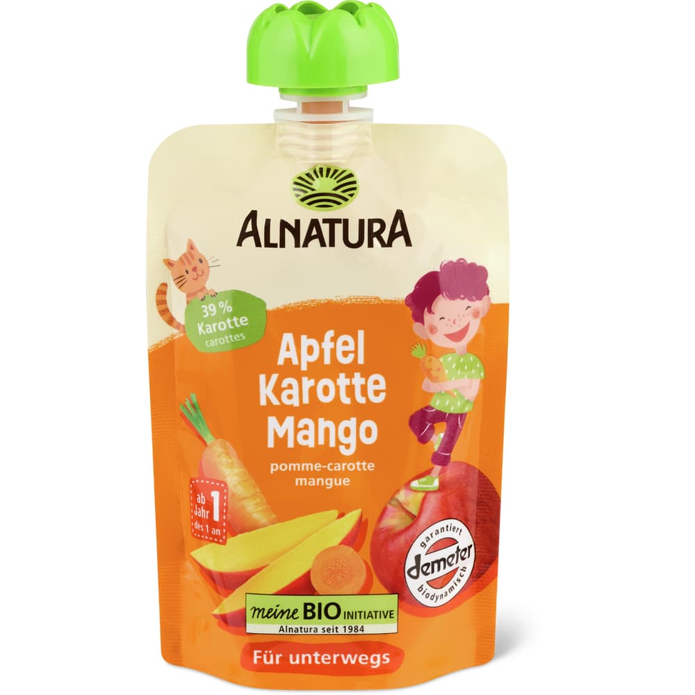 Alnatura Quetschbeutel Bio, Demeter, ab 1. Jahr Apfel Karotte Mango