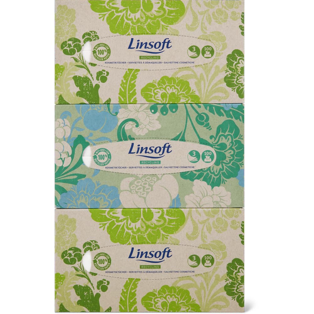 Linsoft Kosmetiktücher Recycling Box 3-lagig