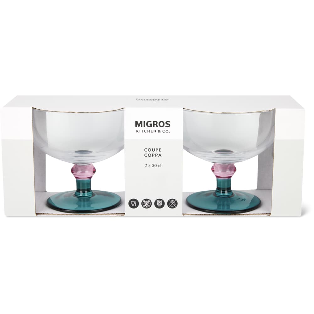 Migros Kitchen & Co. Coupleglas rosa, petrol, 30cl
