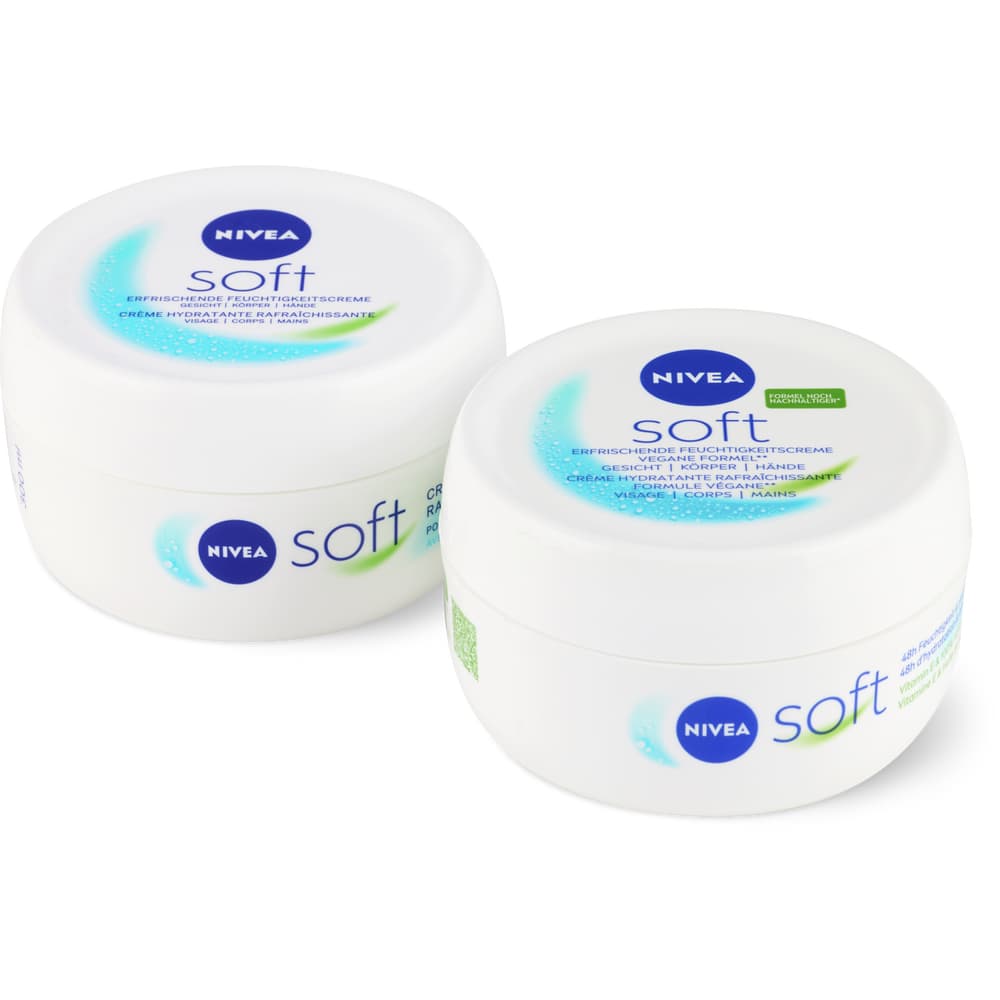 Nivea Soft erfrischende Feuchtigkeitscreme Topf Duo Körper, Gesicht, Hände