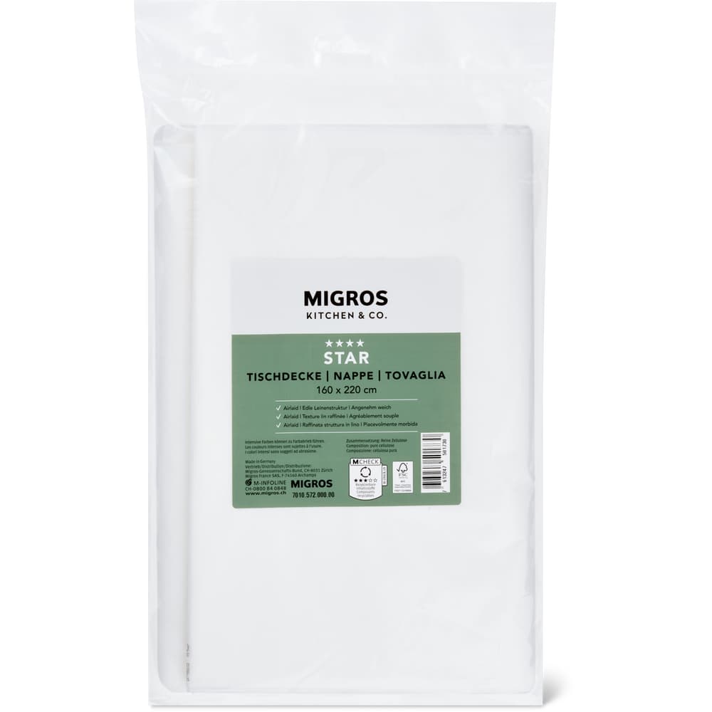 Migros Kitchen & Co. Papiertischdecke Weiss, 1.6x2.2m