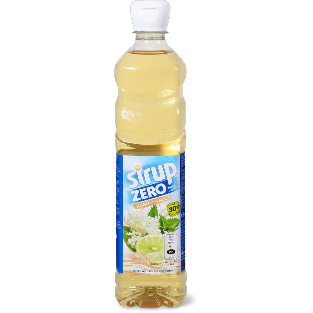 Sirup Zero Kalorienarmer Limettensirup mit Fruchtsaft, mit Minz-, Holunderblüten Hugo ohne Alkohol, mit 30% Fruchtsaft