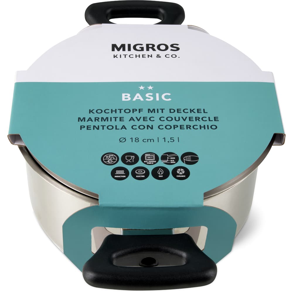 Migros Kitchen & Co. Basic Kochtopf mit Deckel Ø 18 cm, 1.5 L