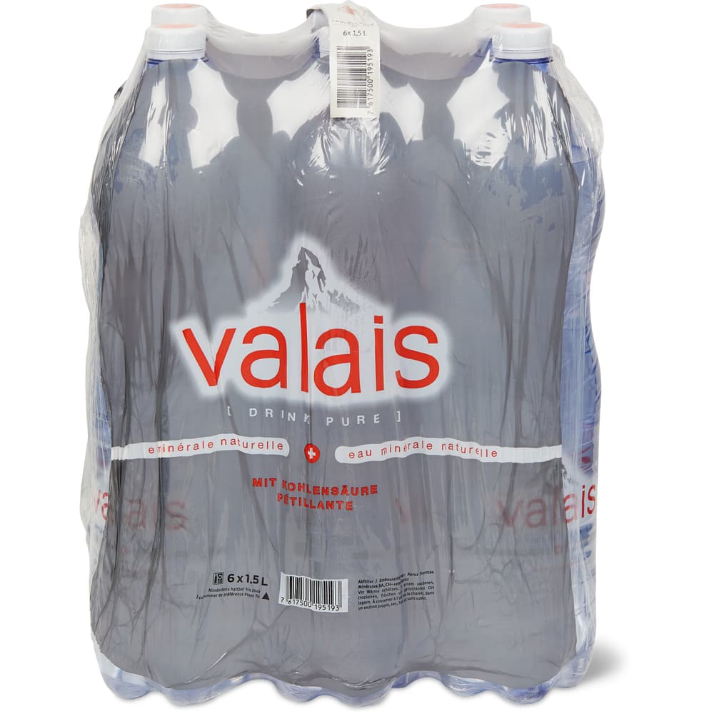 Valais Mineralwasser Aus der Region, mit Kohlensäure