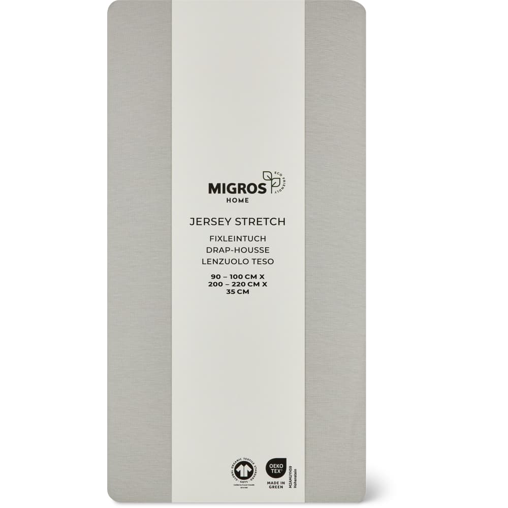 Migros Home Fixleintuch Jersey Stretch 90-100x200-220x35cm, hellgrau