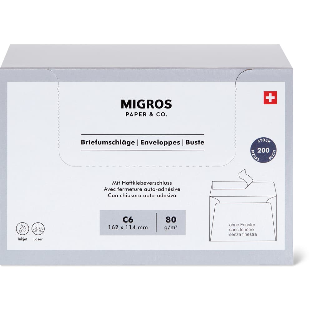 Migros Paper & Co. Briefumschlag C6, ohne Fenster