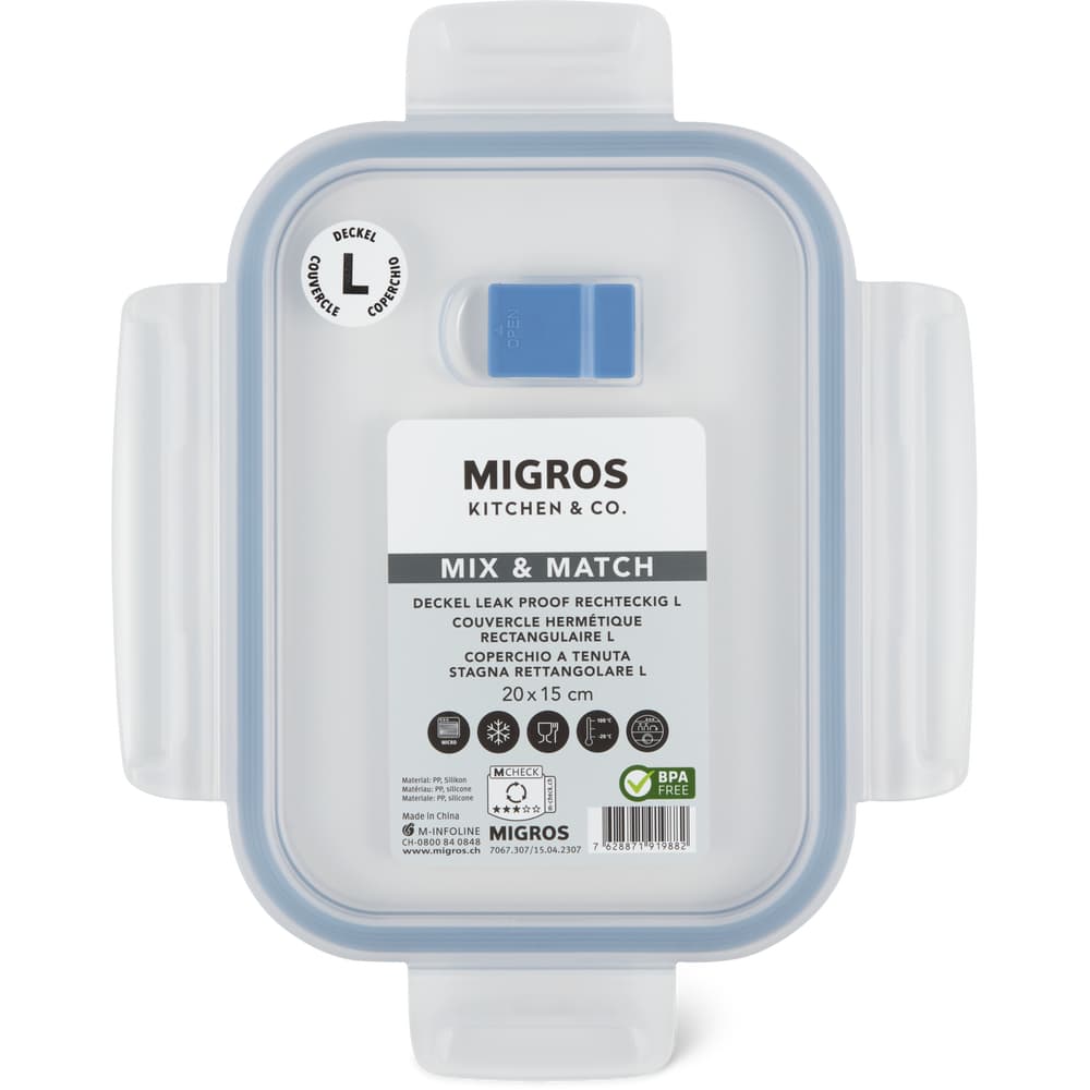 Migros Kitchen & Co. Deckel Leak Proof rechteckig, L, 14.5cm x 10.5cm